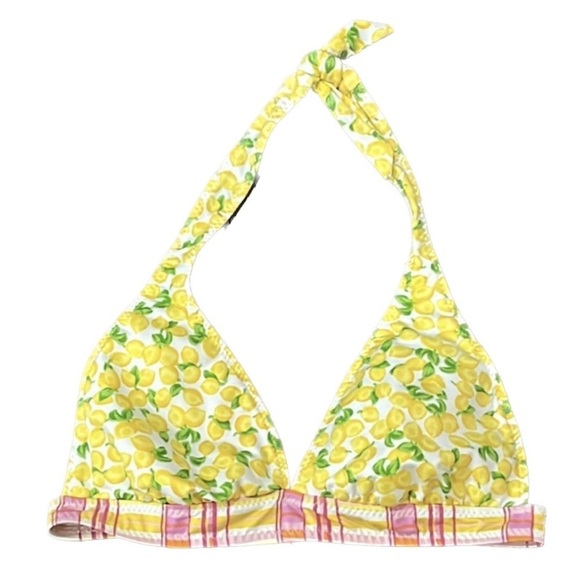 Vintage Hobie Lemons Pink Plaid Y2K Halter Bikini Top No Size Tag Sz S Retro - Picture 5 of 12